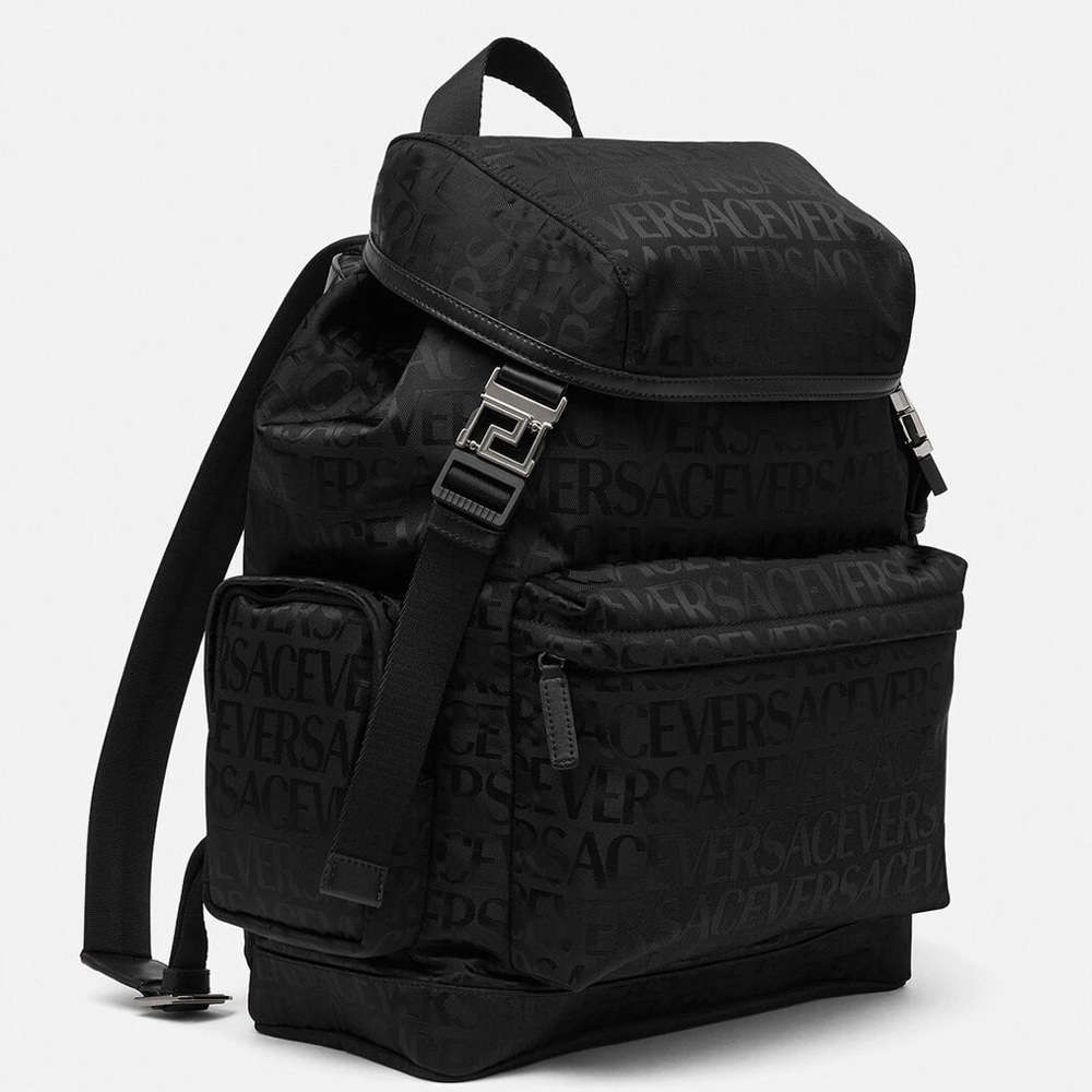 “Versace” all over logo monogram print unisex large backpack NEW - Picture 2 of 14